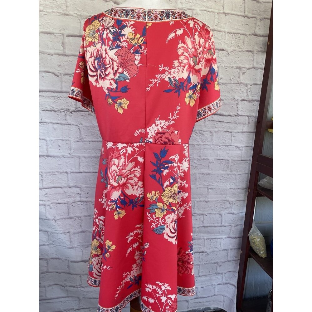Women’s FLYING TOMATO Orange Dress Size 1X Floral Design Short Sleeve - Picture 6 of 12